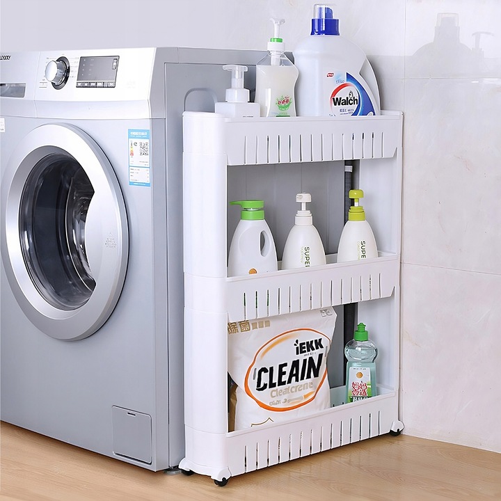 PÓŁKA ŁAZIENKOWA KUCHENNA REGAŁ NA KÓŁKACH MOBILNA 3 PÓŁKI SZAFKA