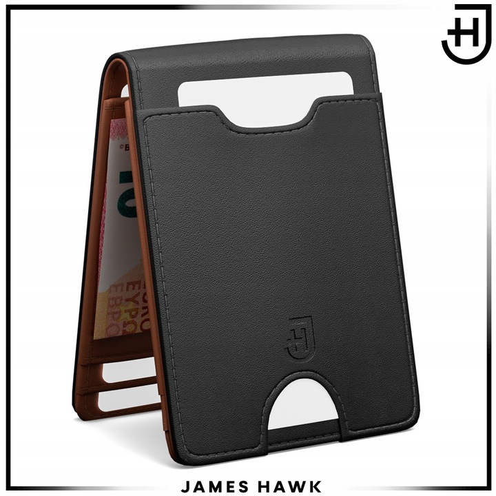 James Hawk Smart Wallet Skórzany portfel męski Slim Cienki 1,5 cm RFID