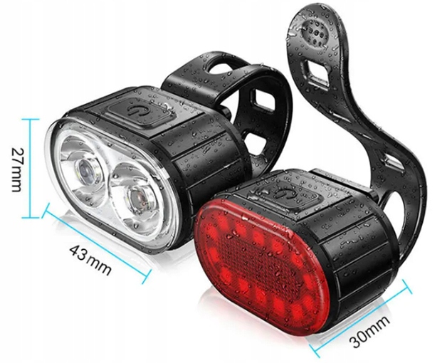 ZESTAW LAMPEK ROWEROWYCH LAMPKI DO ROWERU LAMPKA PRZÓD I TYŁ USB KOMPLET