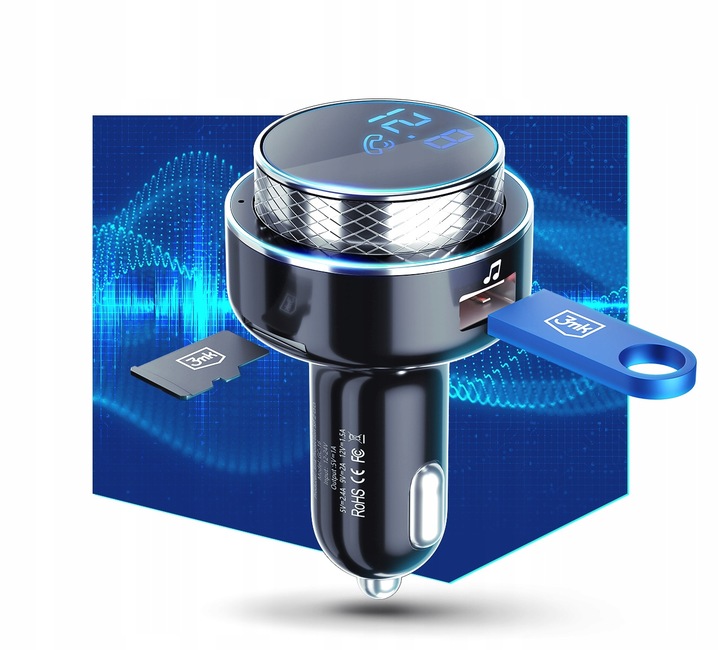 3mk Hyper Car Transmiter FM LED Bluetooth 2x USB