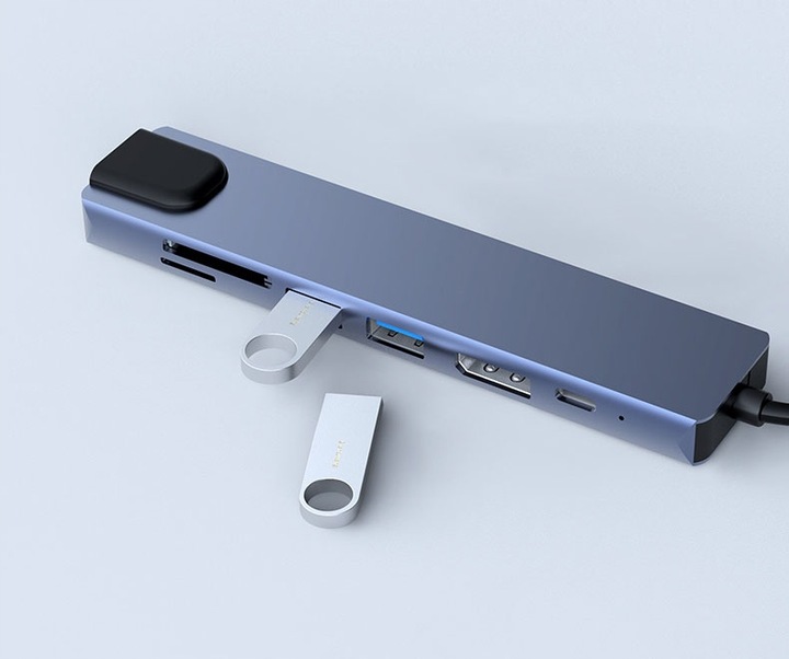 ADAPTER HUB 8w1 USB-C DisplayPort 8K 4K Ethernet RJ45 Macbook Pro Air M2 M3