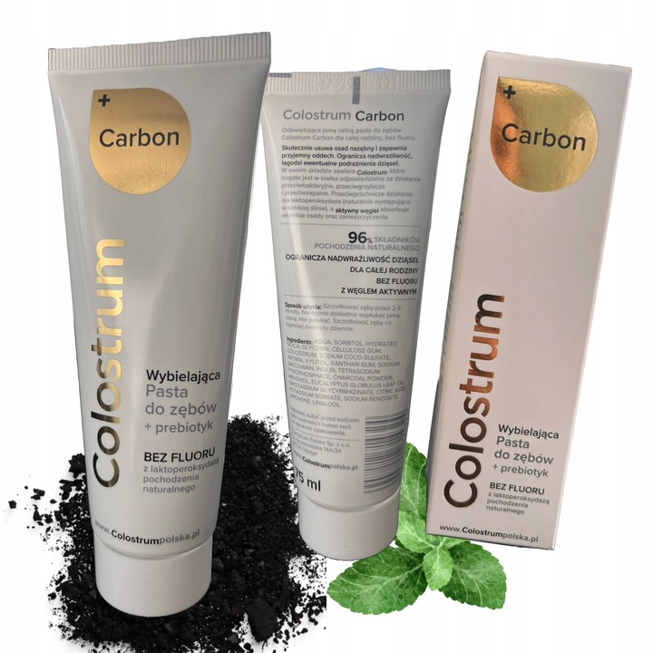 2x Colostrum dla Dzieci Junior PROBIOTYK i Colostrum CARBON pasta do zębów