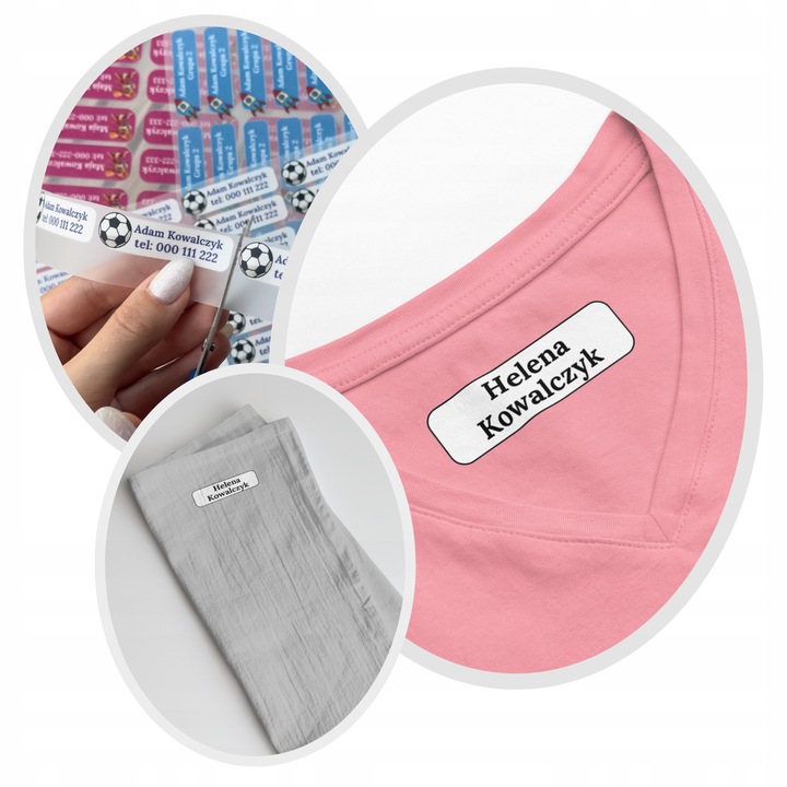 Naprasowanki Metki imienne dla SENIORÓW Imienniki na ubrania Zestaw 60