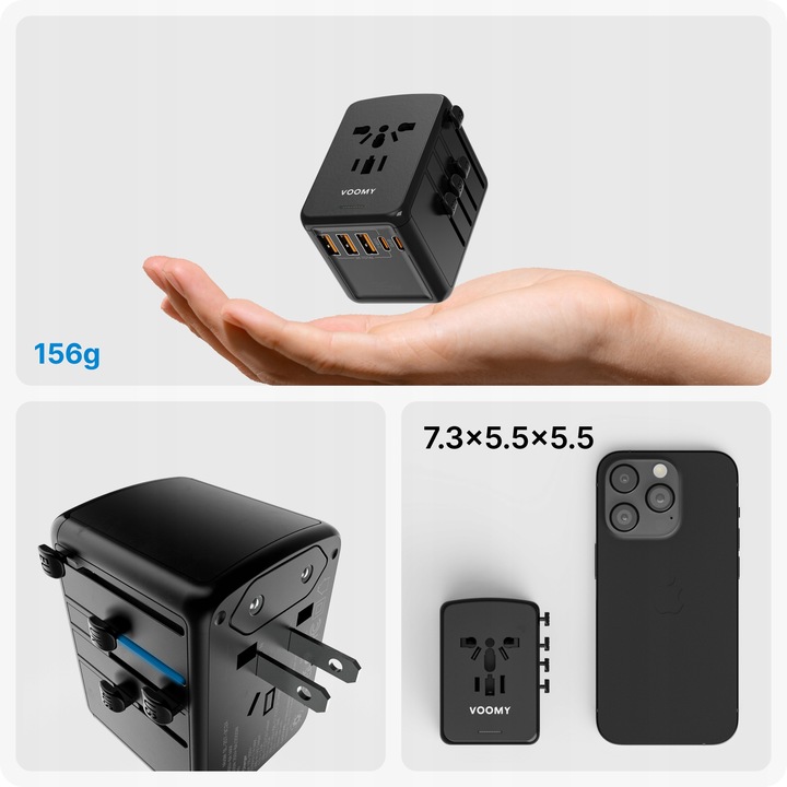 VOOMY Y30 Adapter Podróżny 3x USB-A 2x USB-C