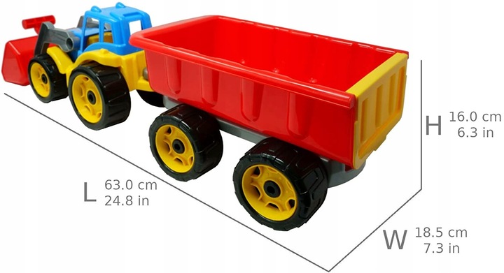 DUZY 65cm Traktor ciągnik z przyczepą