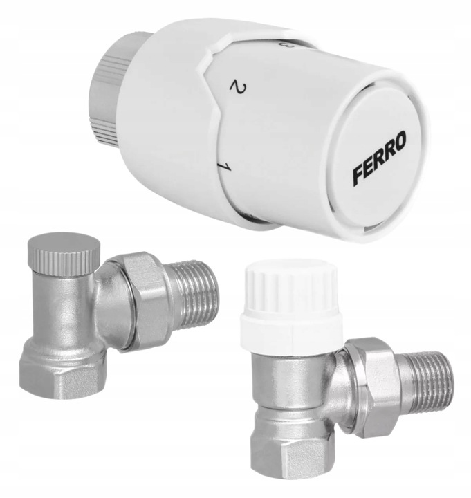 FERRO ZESTAW TERMOSTATYCZNY KĄTOWY ZTM21 GŁOWICA + ZAWÓR TERMOSTATYCZNY + P