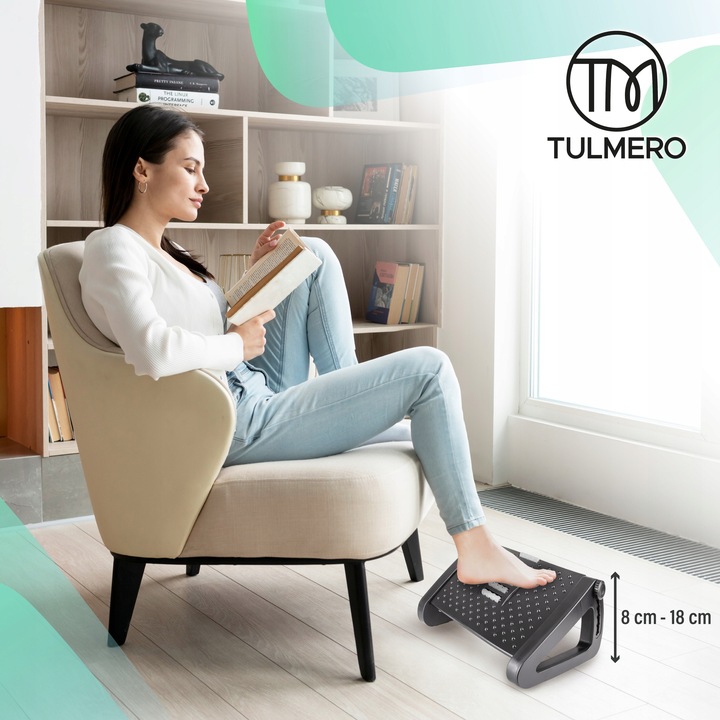 Podnóżek biurowy regulowany ergonomiczny, podstawka pod nogi z MASAŻEREM