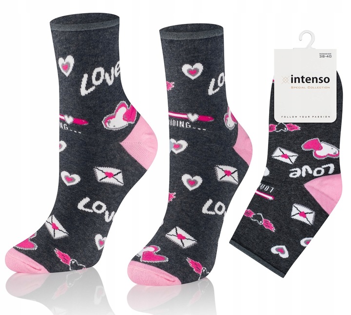 SKARPETKI DAMSKIE WALENTYNKOWE 3-PAK ZESTAW NA PREZENT DLA NIEJ WALENTYNKI