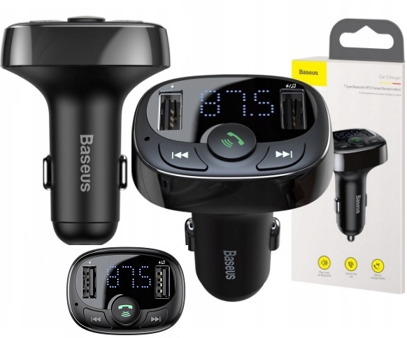 BASEUS TRANSMITER ŁADOWARKA 2xUSB FM BLUETOOTH CZYTNIK KART MICRO SD