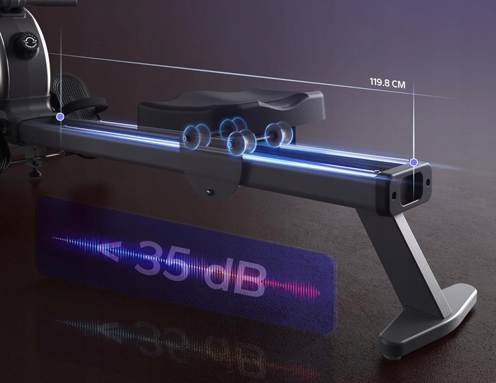 MERACH Wioślarz do 160 kg do domu magnetyczny Bluetooth 16 poziomami oporu