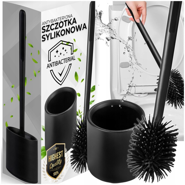 SZCZOTKA DO WC SILIKONOWA TOALETOWA DO ŁAZIENKI TOALETY CZARNA +