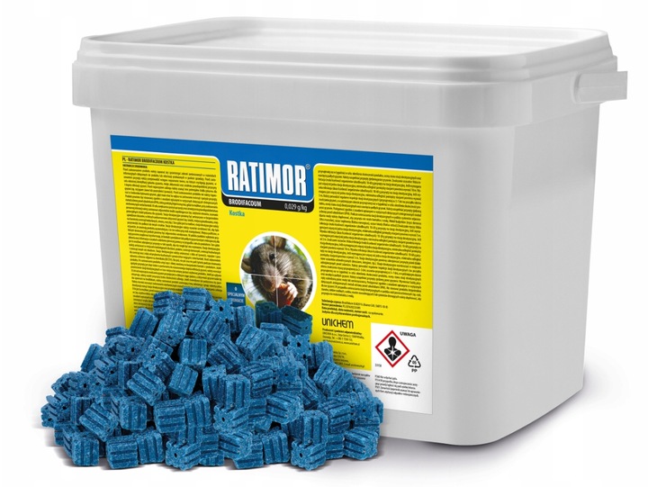 RATIMOR Trutka na myszy i szczury - Kostka woskowa Brodifakum 29ppm