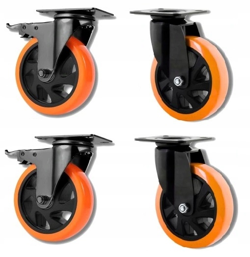 Zestaw 4 kółek kółka 100 mm warsztatowe do wózka obrotowe z hamulcem