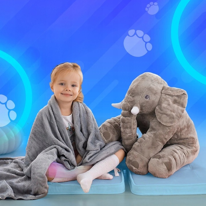 DUŻA PODUSZKA SŁOŃ MASKOTKA PRZYTULANKA PLUSZOWY MIŚ PREZENT DZIECKA JASIEK