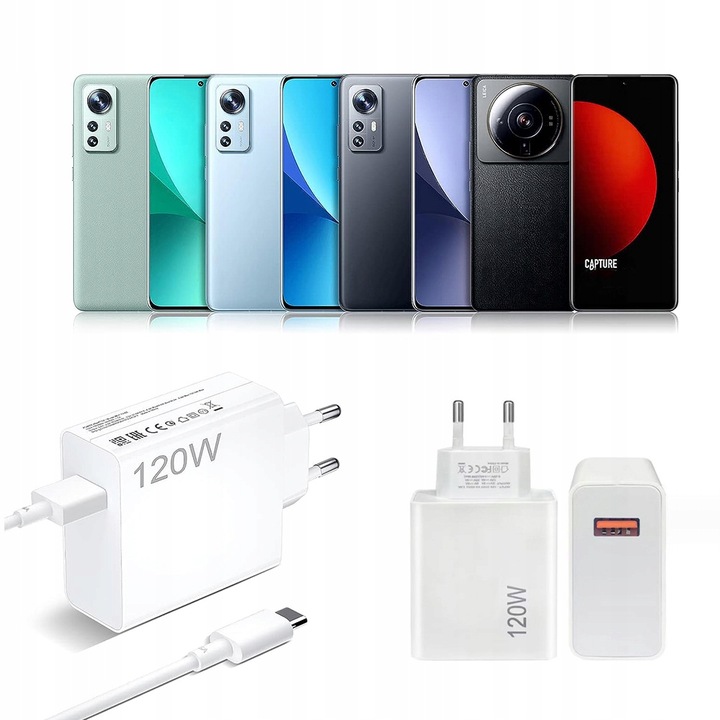 SZYBKA ŁADOWARKA DO TELEFONU O MOCY 120 W W 1-METROWY KABEL ŁADUJĄCY TYPU C
