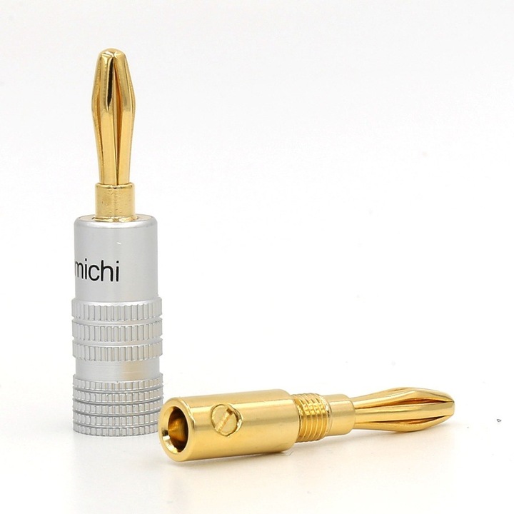 NAKAMICHI BANAN WTYK GŁOŚNIKOWY BANANOWY SKRĘCANY ZŁOCONY DO KOLUMN 8