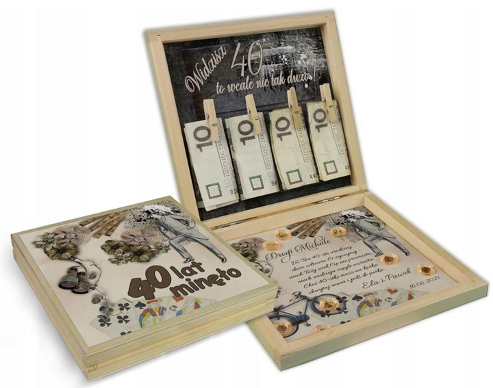 PREZENT NA 40 URODZINY PUDEŁKO Z ŻYCZENIAMI