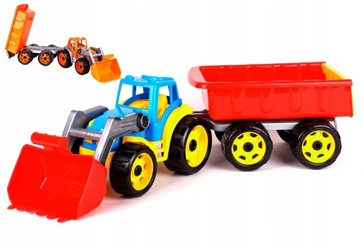 DUZY 65cm Traktor ciągnik z przyczepą