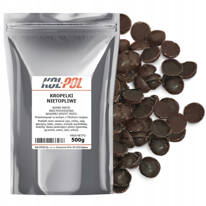 CZEKOLADA DO ZAPIEKANIA 500g Kropelki czekoladowe nietopliwe jakość Kol-Pol