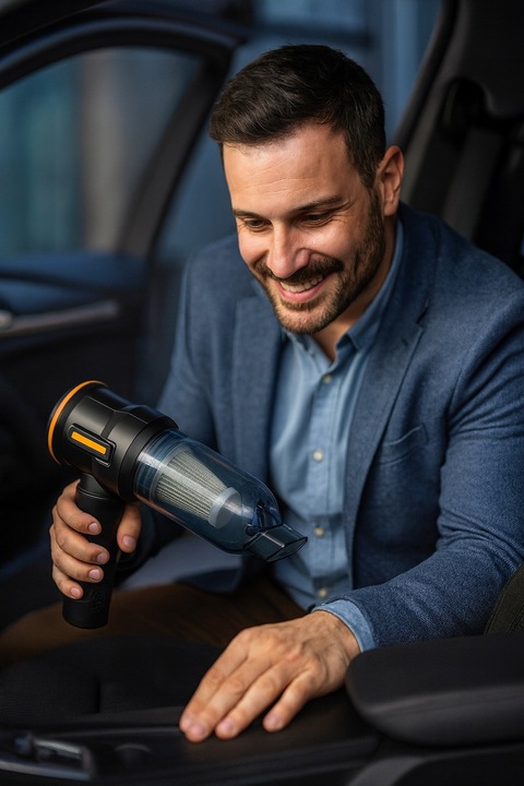 ODKURZACZ RĘCZNY SAMOCHODOWY BEZPRZEWODOWY AKUMULATOROWY MOC RIWALL