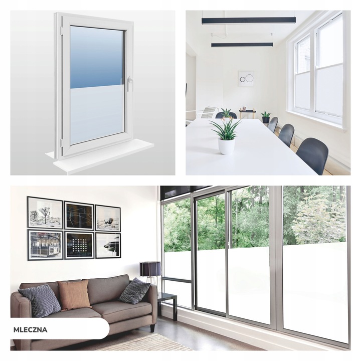 FOLIA OKIENNA STATYCZNA 90x150 MLECZNA KWIATY PASY WZORY OKLEINA