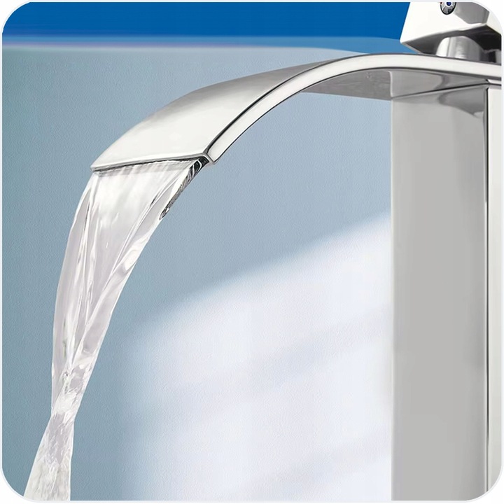 WYSOKA BATERIA UMYWALKOWA STOJĄCA NABLATOWA WODOSPAD ŁAZIENKOWA KRAN CHROM