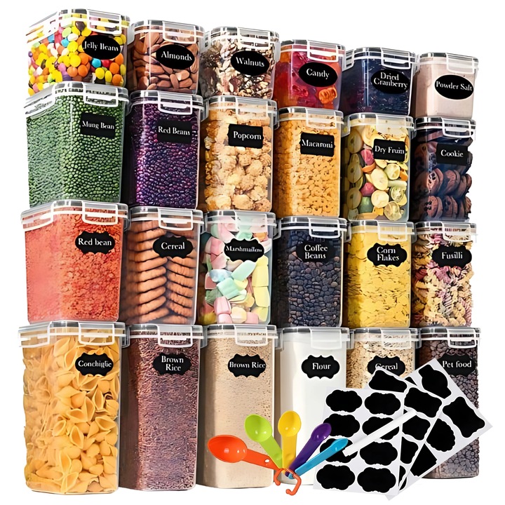 Pojemniki na Żywność zestaw 24 SZT pojemnik 2L 1,4L 0,8L + MIARKI