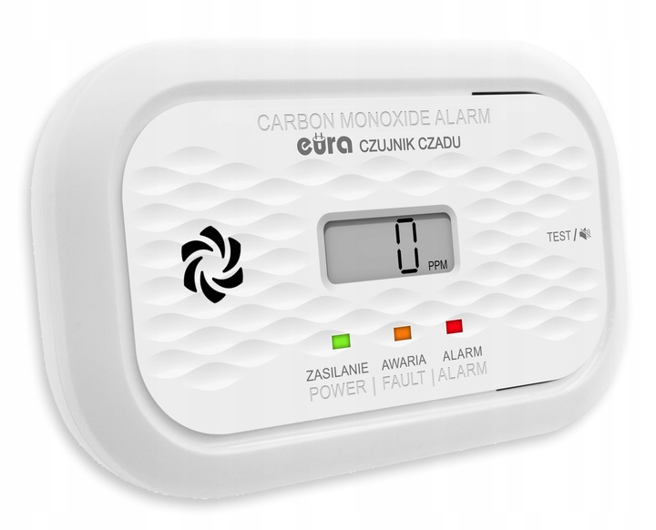 Markowy czujnik tlenku węgla EURA certyfikowany w CNBOP, rok produkcji