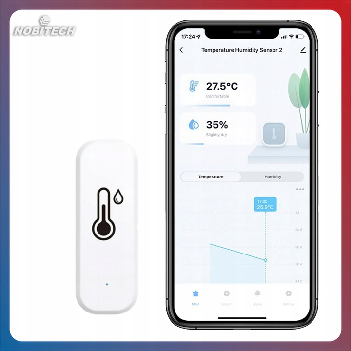 TERMOMETR CZUJNIK TEMPERATURY WILGOTNOŚCI HIGROMETR WIFI TUYA SMART