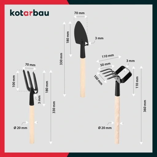 ZESTAW MINI NARZĘDZI OGRODNICZYCH 6SZT MOTYCZKA PAZURKI WIDEŁKI DO