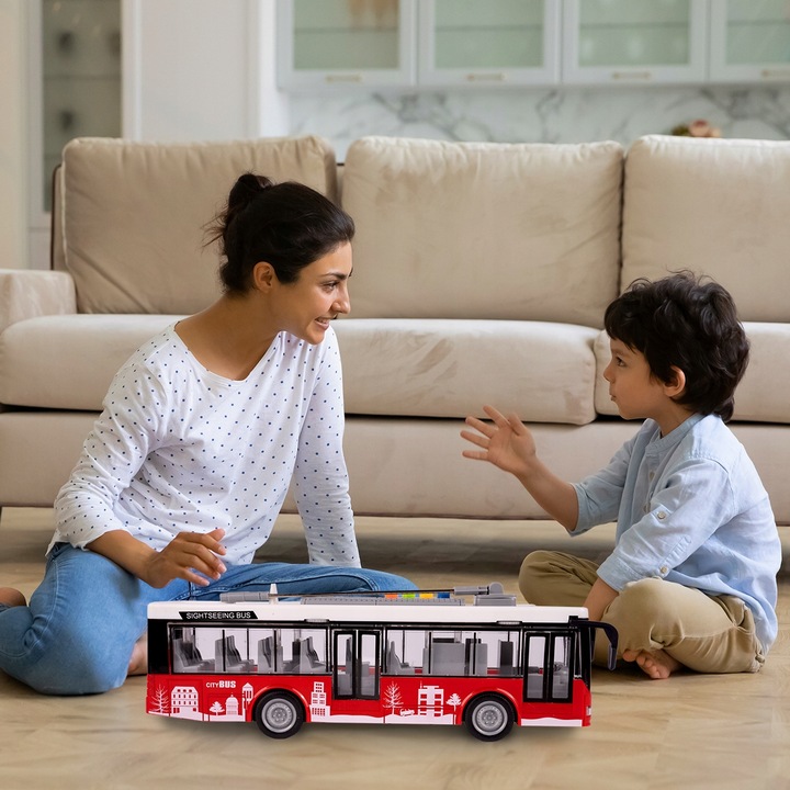 AUTOBUS MIEJSKI INTERAKTYWNY Z NAPĘDEM 1:16 OTWIERANE DRZWI DLA DZIECI