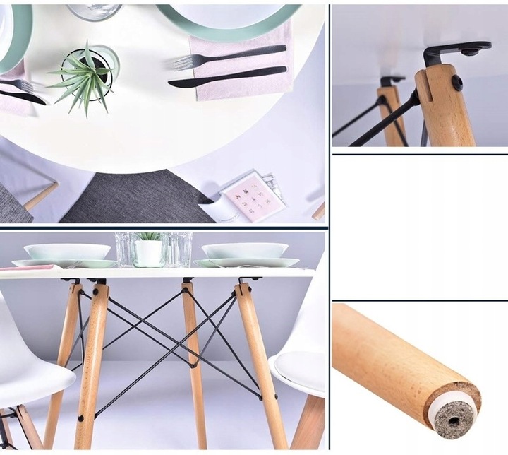 STÓŁ OKRĄGŁY DSW SKANDYNAWSKI STYL BIAŁY 80x75