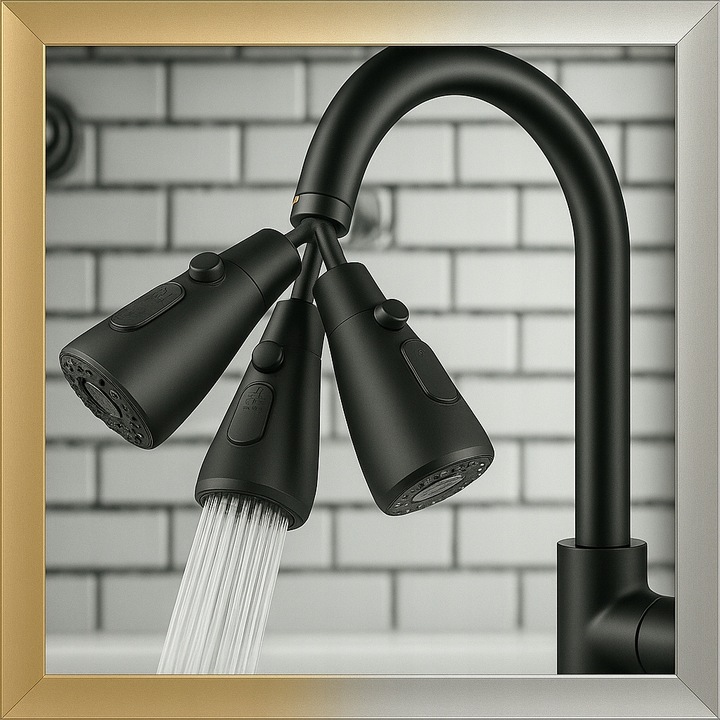 PRZEDŁUŻACZ KRANU KUCHENNEGO AERATOR PERLATOR 3 FUNKCJE 360° CZARNY