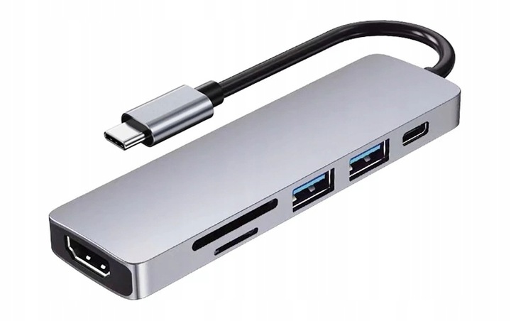 Stacja dokująca USB-C 3.2 HUB 2x USB HDMI czytnik kart SD MINI MACOS WINDOW