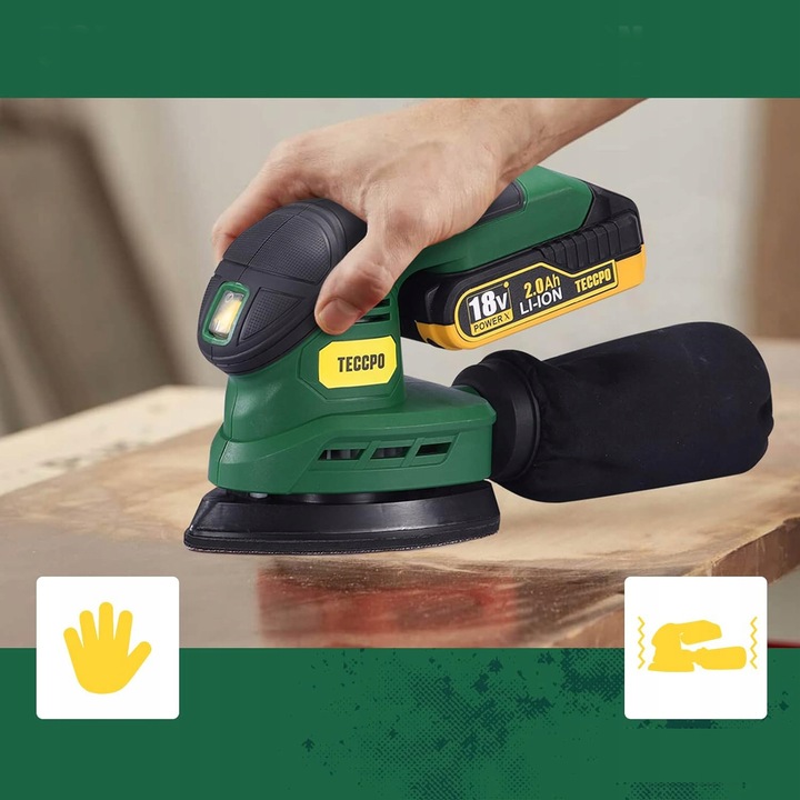 SZLIFIERKA MIMOŚRODOWA OSCYLACYJNA AKUMULATOROWA 2.0mAh 18V Bezpyłowa TECCP