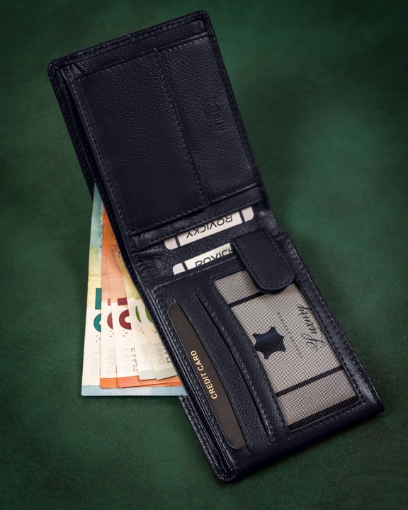 ROVICKY portfel skórzany męski poziomy zapinany RFID na prezent