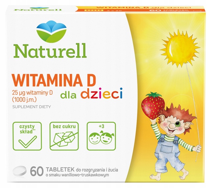 Naturell Witamina D dla dzieci 60 tabl. do żucia