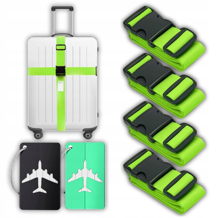 DO WALIZKI BAGAŻU PAS ZABEZPIECZAJĄCY BAGAŻ SPINAJĄCY 4x + PRZYWIESZKI 2x