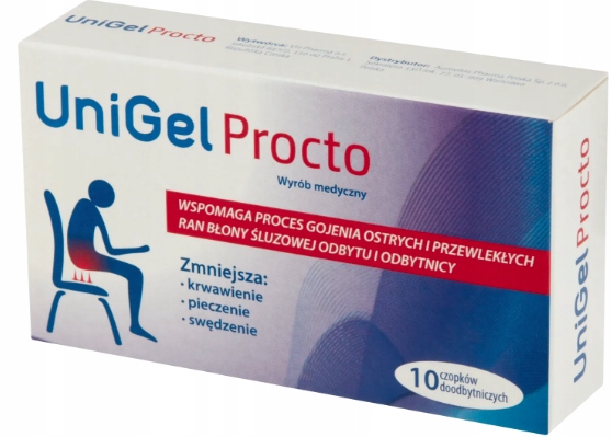 UniGel Procto zmniejsza swędzenie pieczenie czopki doodbytnicze 10