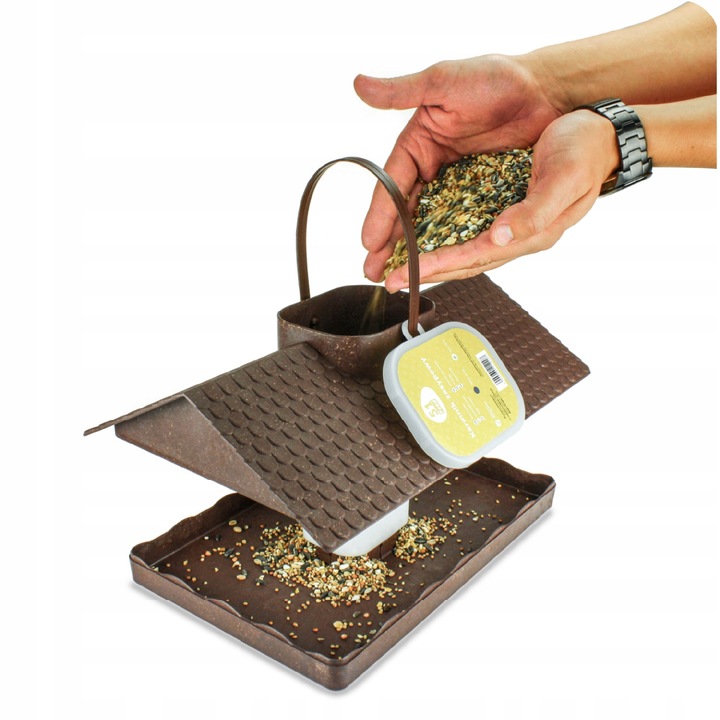 KARMNIK DLA PTAKÓW DUŻY MOCNY DOMEK BUDKA NA KARMĘ POKARM ZIARNO