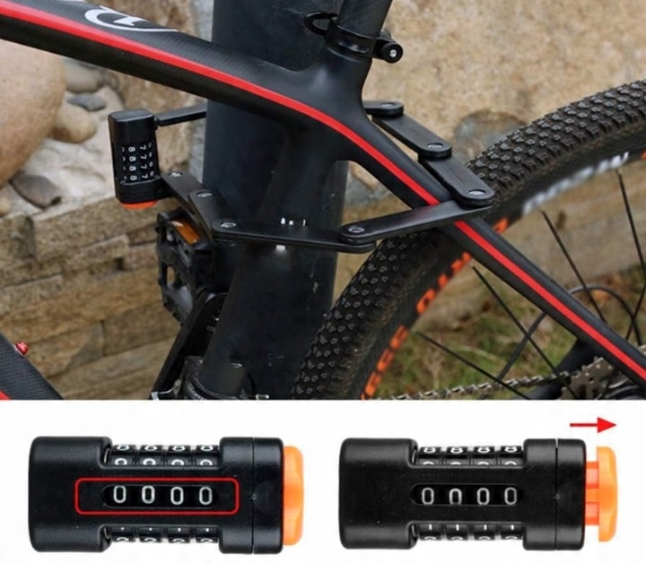 Zapięcie Rowerowe Do Roweru Składane Blokada Szyfr Utwardzana Stal