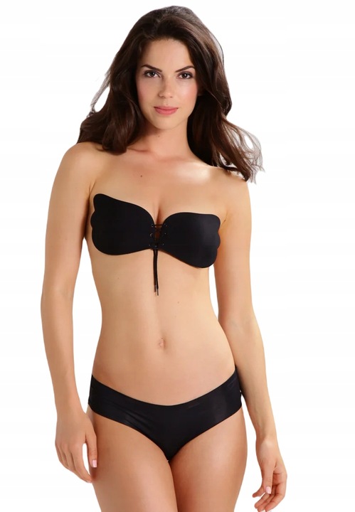 BARDOTKA STANIK BIUSTONOSZ GŁADKI SAMOPRZYLEPNY PUSHUP BEZSZWOWY GOŁE PLECY