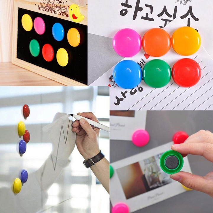 Magnesy na lodówkę do tablic okrągłe mix kolorów 30 mm 40 sztuk