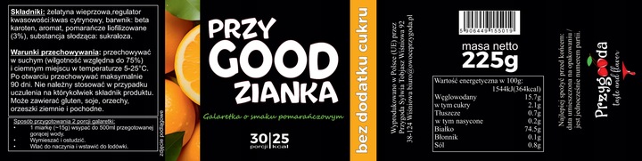 Galaretka bez cukru Pomarańczowa 30 galaretek 225g Keto bez glutenu