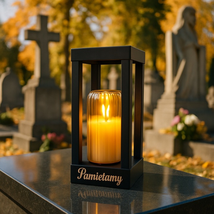 Solarny znicz LED STATUETKA NA CMENTARZ GRÓB DUŻA wieczna lampka na baterie