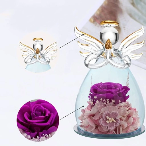Wieczna Róża w Szkle Świecąca LED Prezent na Dzień Babci Walentynki Kobiety