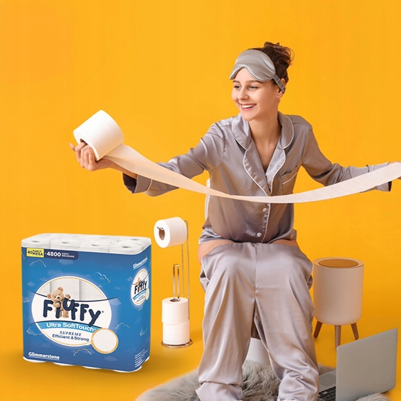 Biały Papier Toaletowy FluFFy 3 Warstwy 40 Rolek Ultra Miękki 4800 Listków