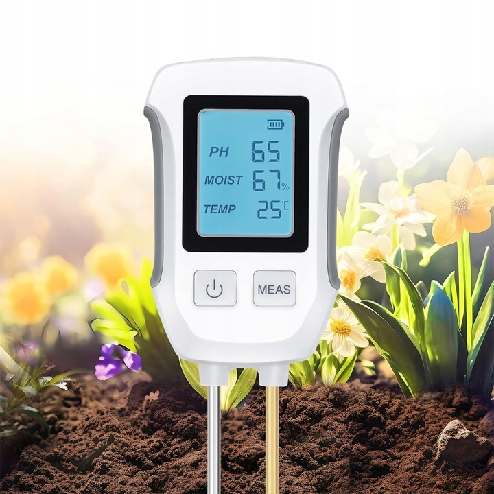 Miernik pH gleby 3w1 tester wilgotności ziemi i podłoża dokładny