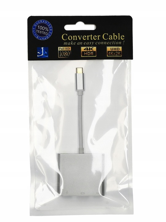 ADAPTER USB C HDMI+USB 3.0+PD 4K HUB MacBook 3w1