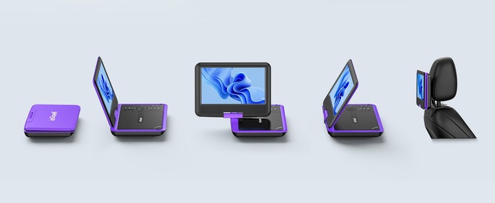 PRZENOŚNY SAMOCHODOWY ODTWARZACZ DVD 9'' LCD CZARNE 2000mAh Baterią